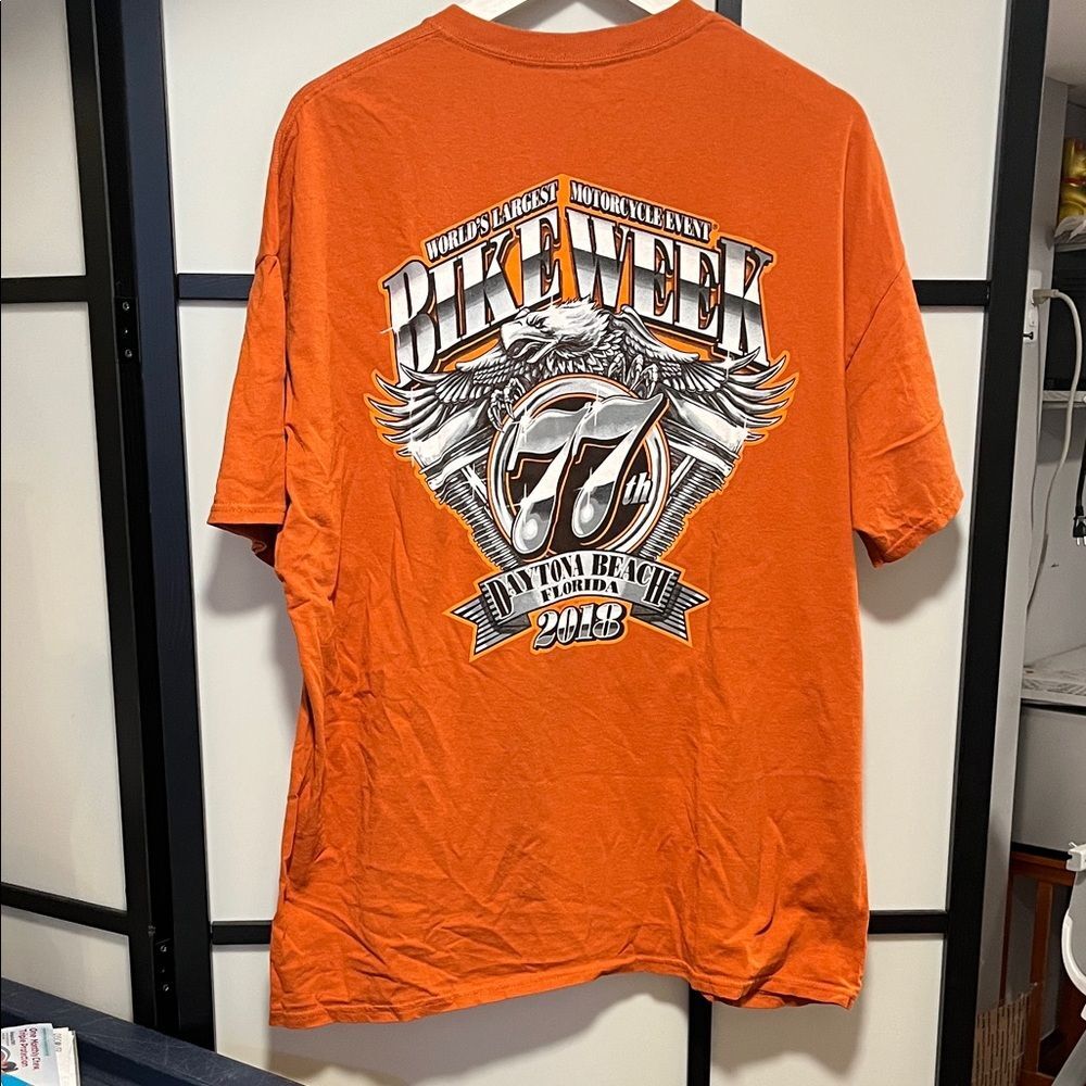 Bike Week 2018 Daytona Beach Orange Graphic Tee Size 2XL